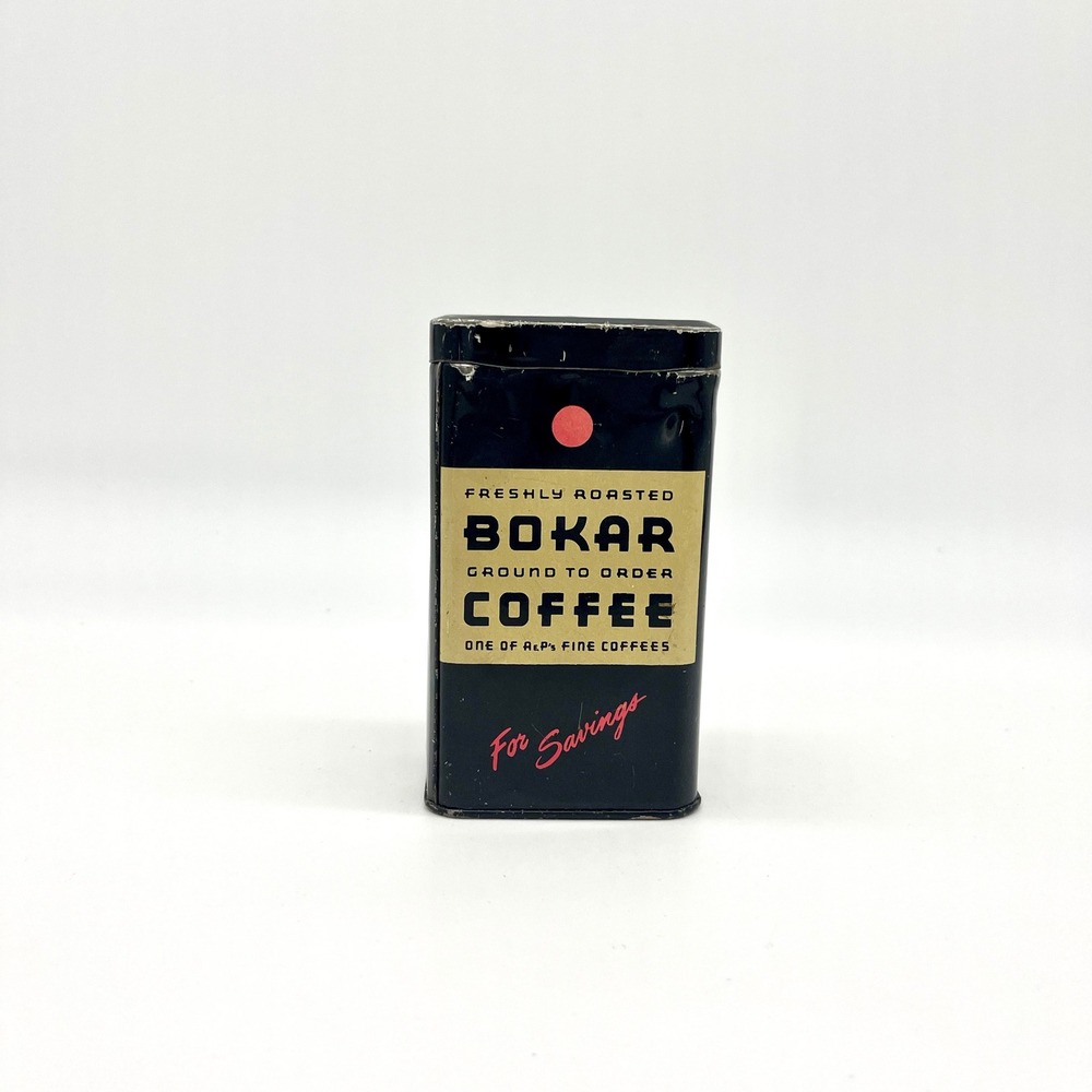 Bokar Coffee Tin Bank Freshly Roasted Ground to Order Vintage‎ Black Decor